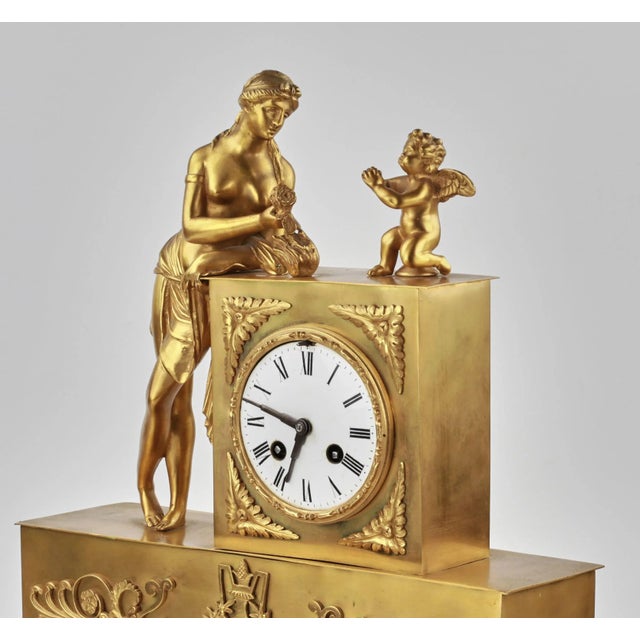 Vintage Empire Brass Mantel Clock For Sale - Image 4 of 5