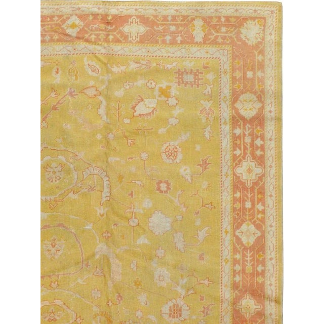 Yellow Coral Antique Oushak Rug no. 10791 For Sale - Image 4 of 8