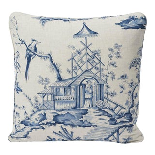 Shengyou Blue Toile 18" Pillow For Sale