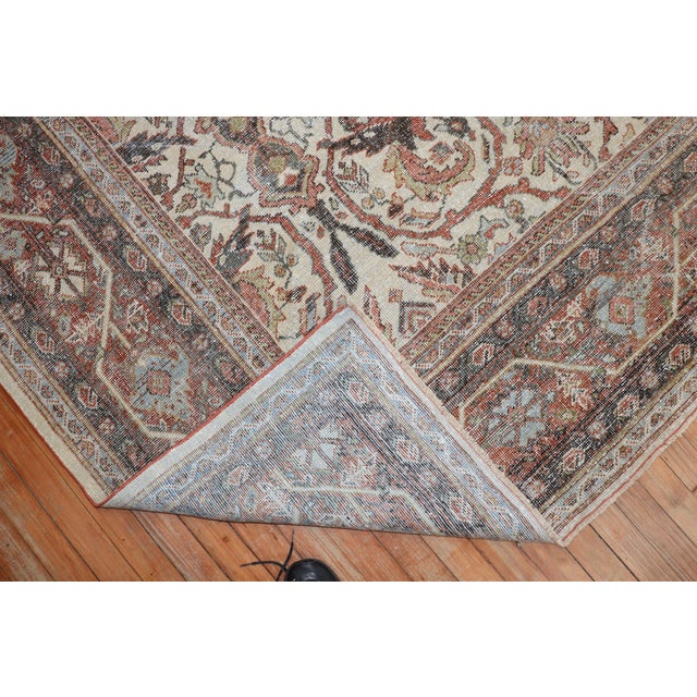 Antique Worn Ivory Persian Mahal Rug - 7' x 10'2" For Sale - Image 10 of 11
