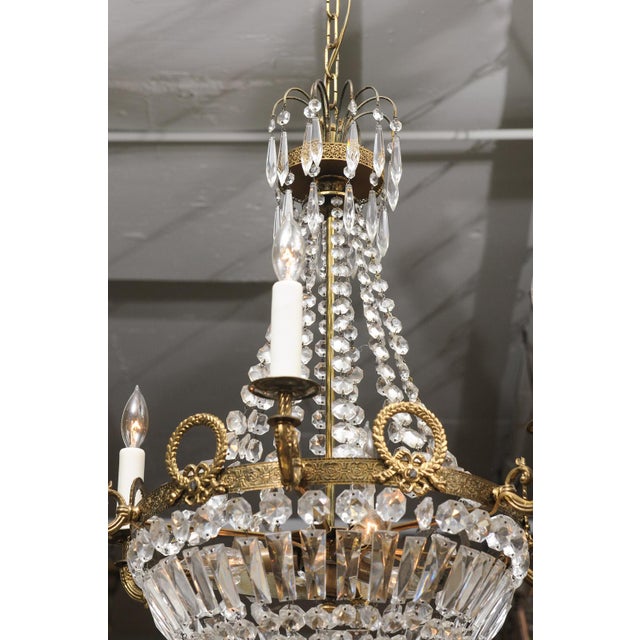 9-Light Crystal French Empire Chandelier, Early 20th C. For Sale - Image 12 of 14