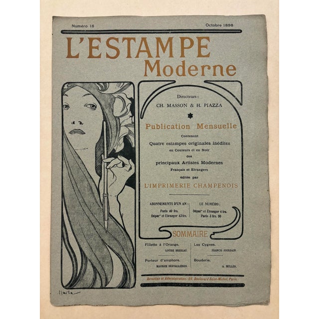 Paper Alphonse Mucha, Cover for l'Estampe Moderne, October 1898, Lithograph For Sale - Image 7 of 9