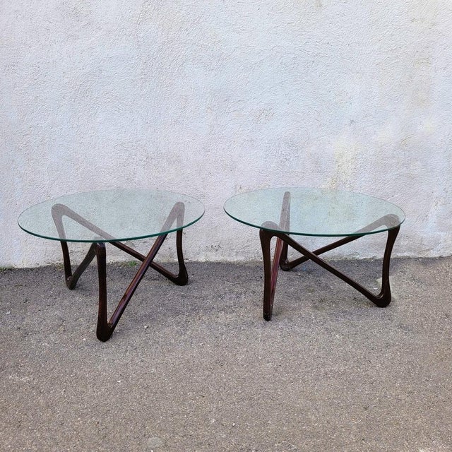 Mid-Century Modern 20th Century Coffee Tables in Wood and Glass, Set of 2 For Sale - Image 3 of 13