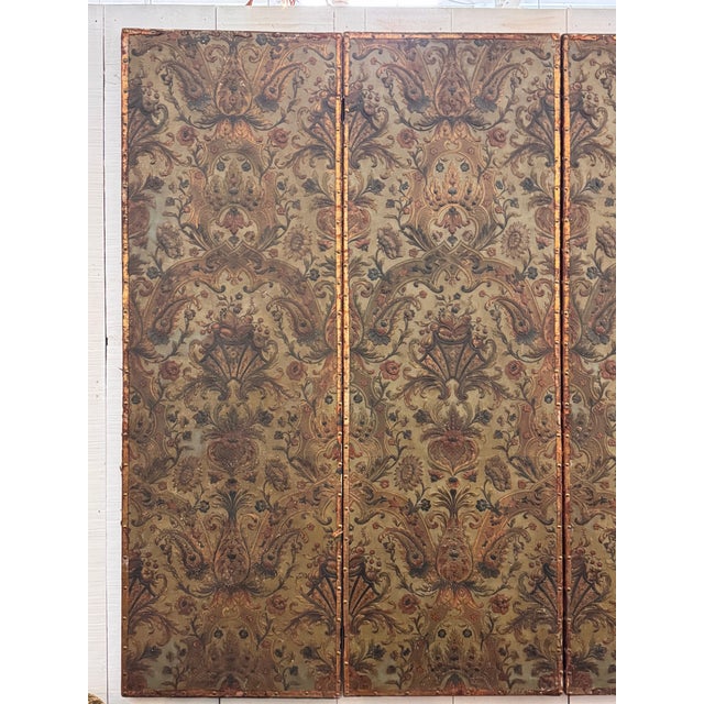 19th Century 19th Century Embossed Leather Four-Panel Screen For Sale - Image 5 of 10