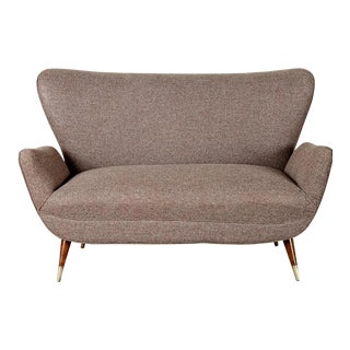 20th Century Paolo Buffa Italian Butterfly Two Seater Sofa on Rosewood Legs With Brass Feet For Sale