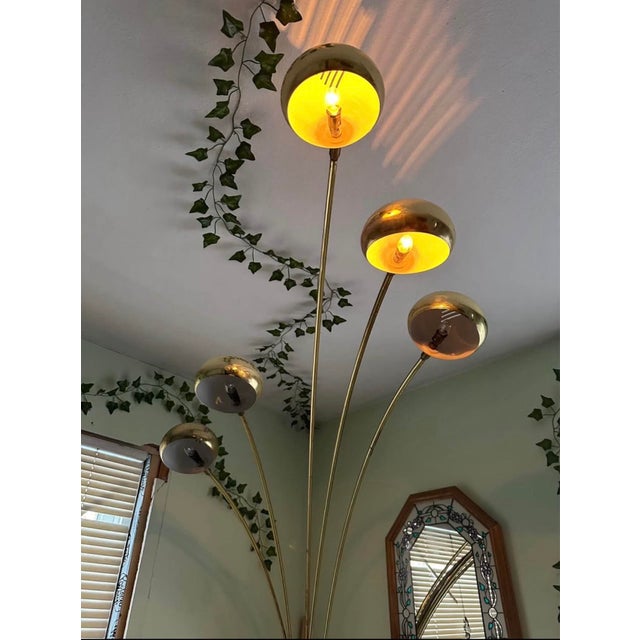 Metal 1980 Guzzini 5-Head Arc Floor Lamp With Marble Base For Sale - Image 7 of 7