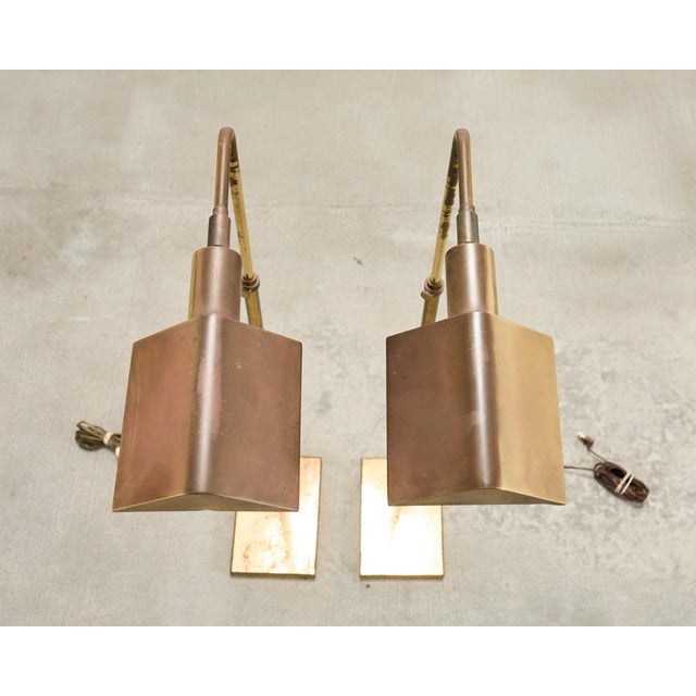 Metal Pair of Koch & Lowy Omi Patinated Brass Pharmacy Floor Lamps For Sale - Image 7 of 18