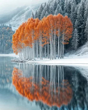 Winter Trees Reflection 2, Contemporary Landscape Photography