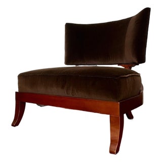 Late 20th Century Contemporary Velvet and Mahogany Chair by Barbara Barry For Sale