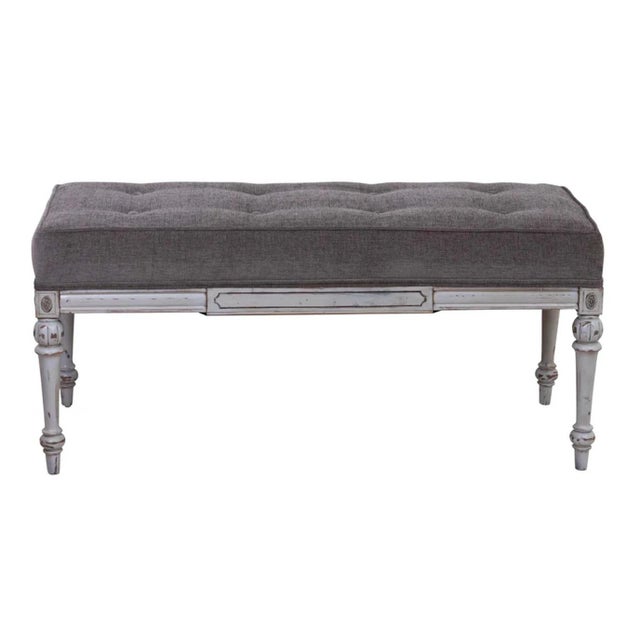 Hollywood Regency Painted Upholstered Bench For Sale - Image 15 of 15