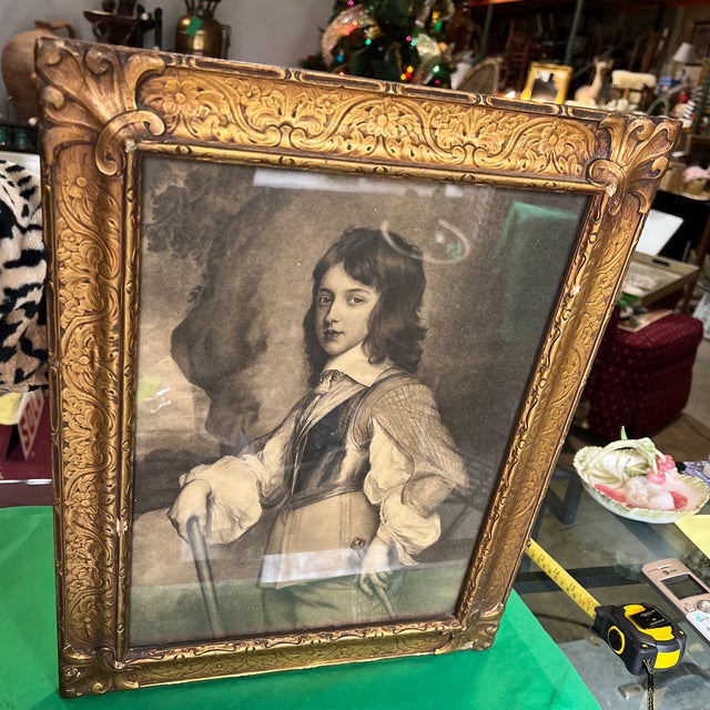 Printmaking Materials Vintage Black and White Mezzotint Portrait in Gold Frame For Sale - Image 7 of 9