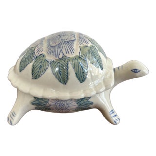 1980s Porcelain Lidded Turtle Box For Sale