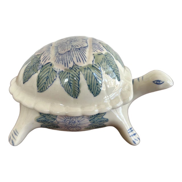 1980s Porcelain Lidded Turtle Box For Sale
