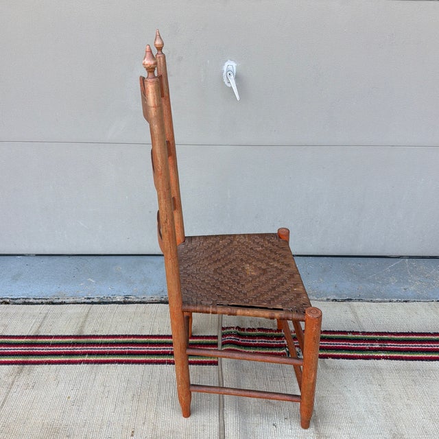 Antique Salmon Painted Ladderback Side Chair, Circa 1820's For Sale - Image 9 of 12