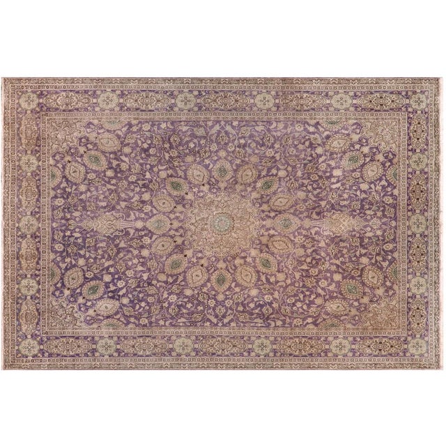 Art Nouveau 1990's Vintage Purple/Green Wool Rug - 9'9'' X 12'11'' For Sale - Image 9 of 10