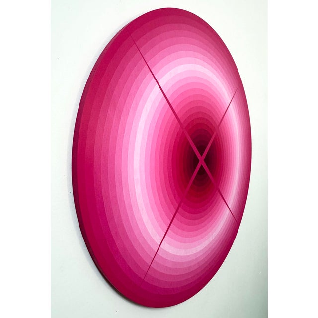 Contemporary Abstract Acrylic on Italian Poplar Board "Light Interaction (Rose Madder)" by Andy Harwood For Sale - Image 6 of 8