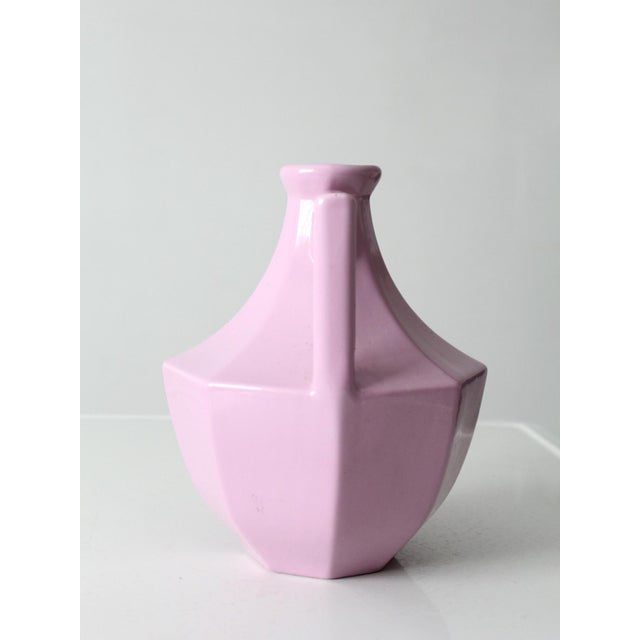 Vintage Lavender Postmodern Double Handle Ceramic Vase For Sale - Image 9 of 14