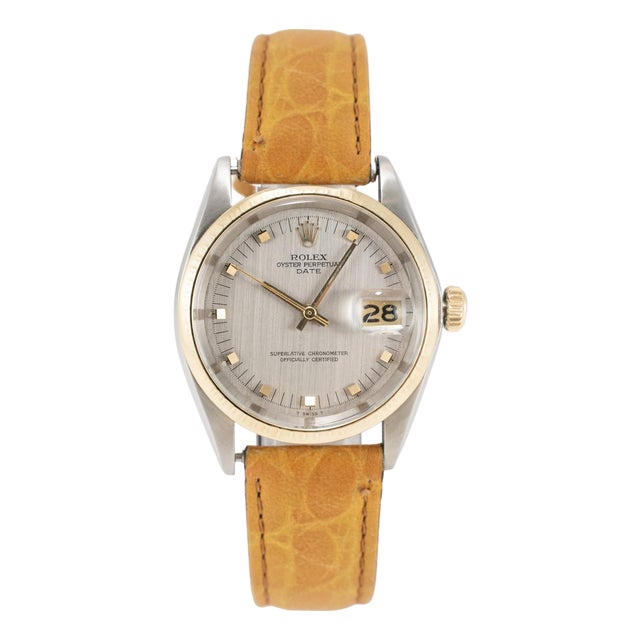 Vintage Rolex Oyster Perpetual Date 34mm 1501 Steel Gold Automatic Watch For Sale