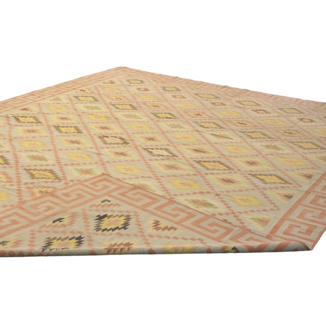 Traditional Vintage Dhurrie Geometric Runner Rug From Rug & Kilim For Sale - Image 3 of 4