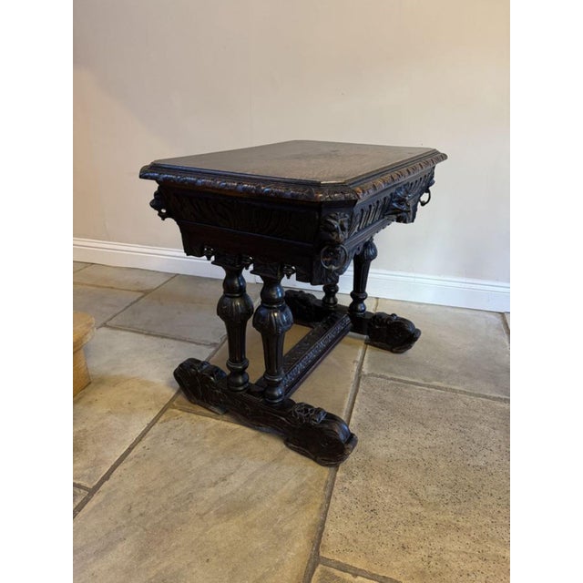 Antique Victorian Carved Oak Freestanding Centre Table, 1860 For Sale - Image 3 of 9