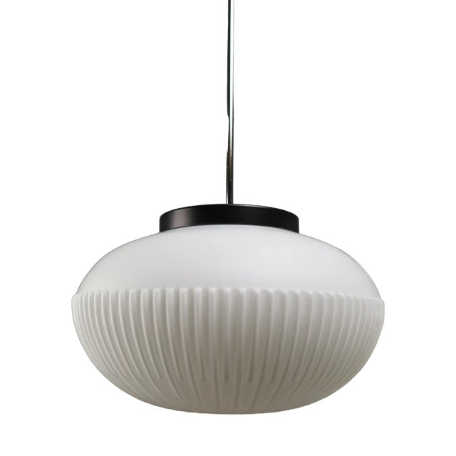 Large Mid-Century Opaline Glass Pendant, 1960s For Sale