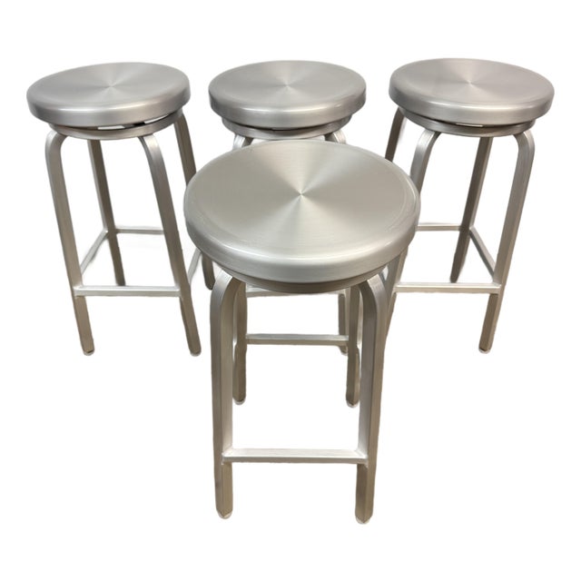Crate & Barrel Swivel Bar Stools, Set of Four For Sale