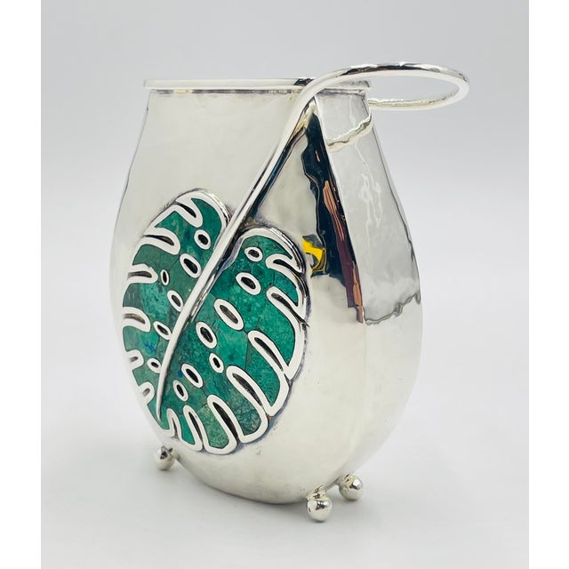 1980s Vintage Silver & Malachite Vase by Emilia Castillo, Mexican Modernism For Sale - Image 5 of 17