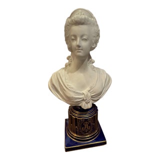 Antique Bisque Porcelain Sevres Style Bust: Marie Antoinette For Sale