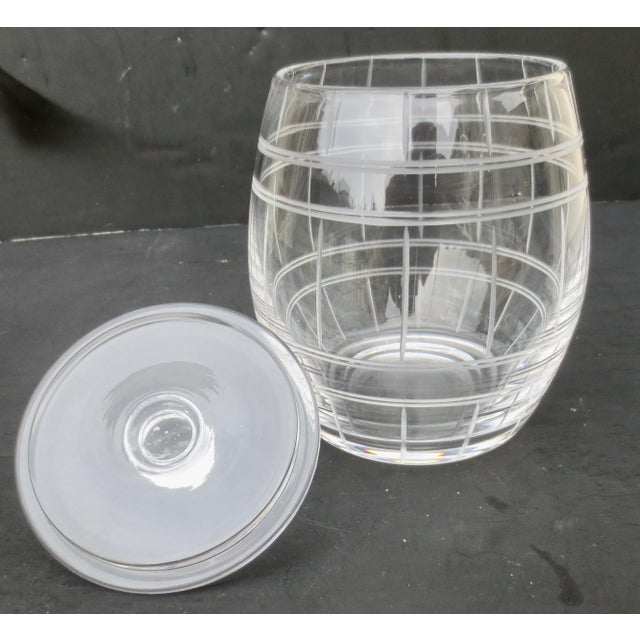 Cut Crystal Cookie/Bisquit Box by Stuart Crystal, England. Classic barrel shape cut with barrel ribs and bands to create...