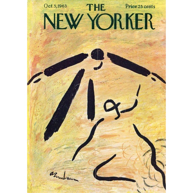Original vintage New Yorker magazine cover dated October 5, 1963 featuring a Baseball theme. Based on an illustration by...