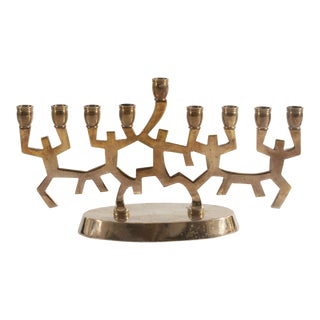 Pop Art Keith Haring Style Brass Dancing Figures Hanukkiah Hanukkah Menorah For Sale