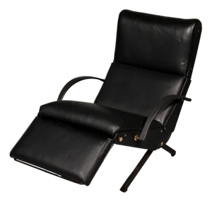 Italian Black Leather Adjustable P40 Relax Chair by Osvaldo Borsani Tecno, 1960s