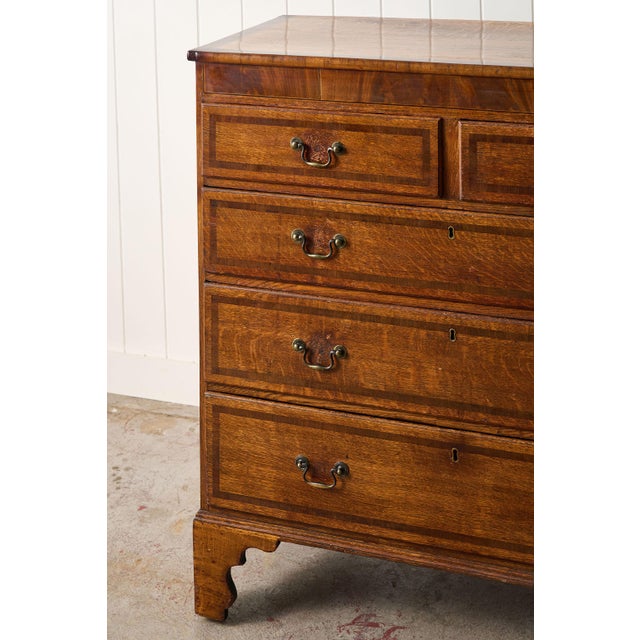 Brown 19th Century Oak and Mahogany Crossbanded Two Over Three Chest of Drawers For Sale - Image 8 of 9
