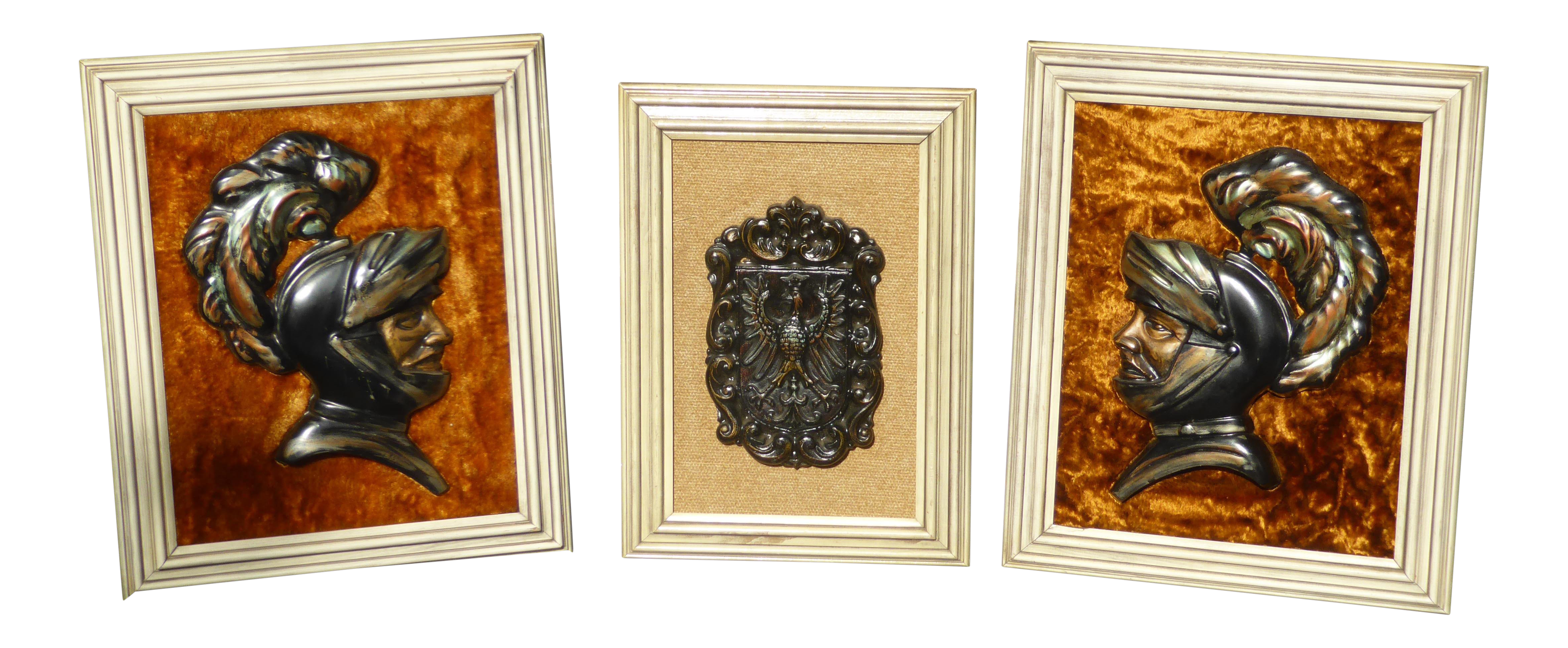 Vintage Mid Century Modern Medieval Knights Shield Wall Pictures - Set of 3 - image 0
