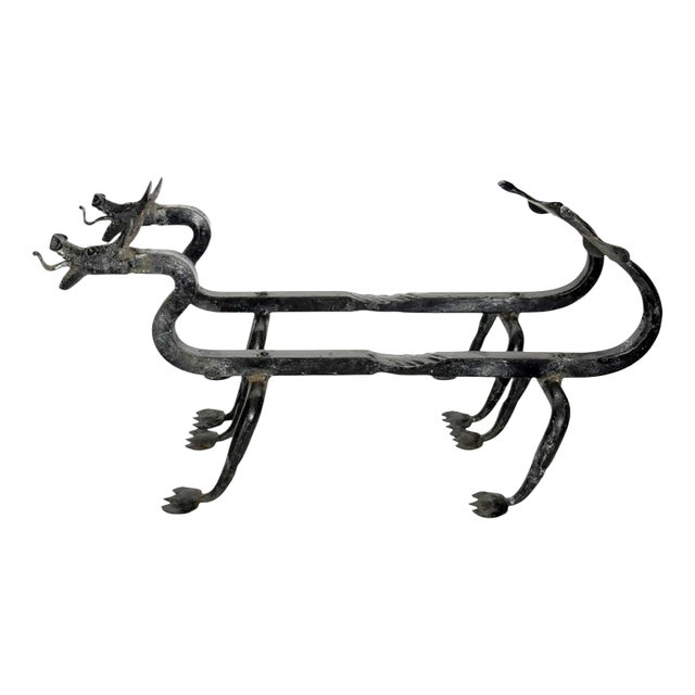 Cast Iron Andirons from Edouard Schenck, France, 1950s, Set of 2 For Sale