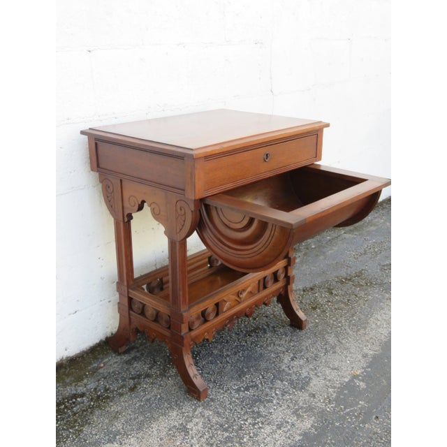 Eastlake Victorian 1800s Nightstand Side End Bedside Sewing Table 6110 For Sale - Image 4 of 18