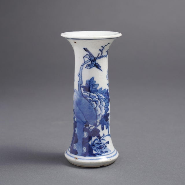 Chinese Blue & White Porcelain Vase, C. 1680 For Sale - Image 4 of 8
