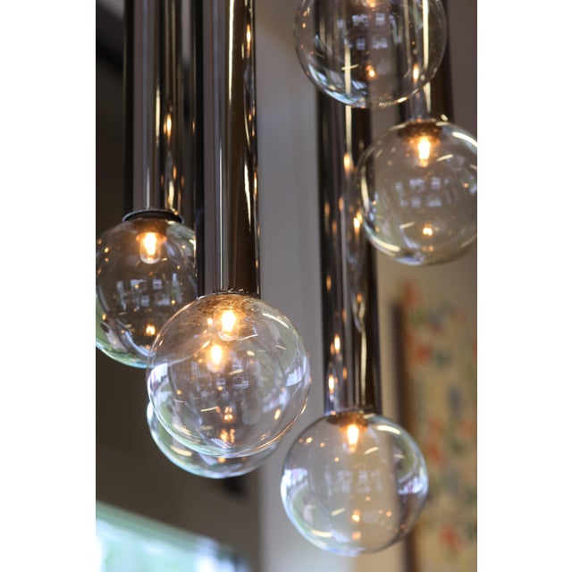 Mid-Century Chrome 6-Light Cascading Lamp by Motoko Ishii for Staff, 1970s For Sale - Image 4 of 18