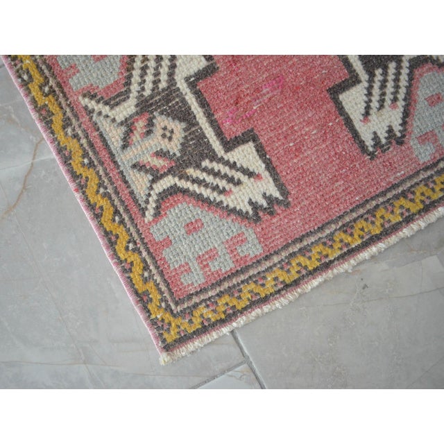 1970s Hand Knotted Small Turkish Rug, Door Mat, Entryway Rug, Bath Mat, Kitchen Decor, Small Rug, - 1′7″ × 3′8″ For Sale - Image 9 of 16