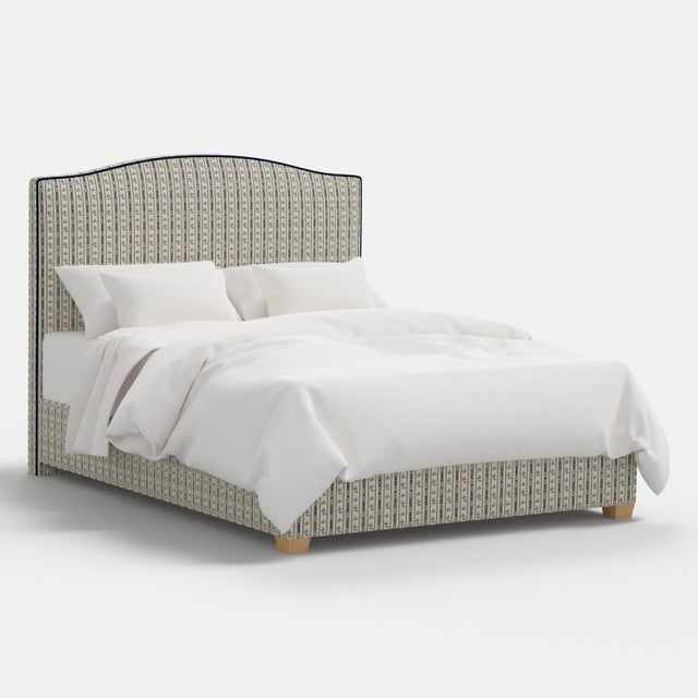 Stoffer Home x Cloth & Company Elsie Bed in Botanical Stripe Navy with Navy Welt, Twin For Sale - Image 9 of 9