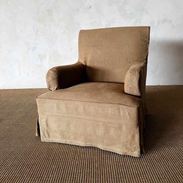 Textile Juliana Slip Covered Chair in Spice Belgian Linen For Sale - Image 7 of 9