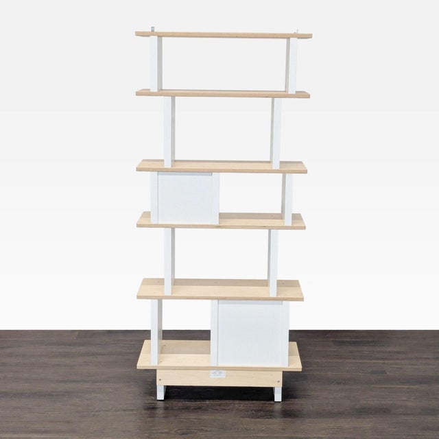 Oeuf Modern Bookshelf With White & Natural Wood Finish, 5 Shelves For Sale In San Francisco - Image 6 of 9