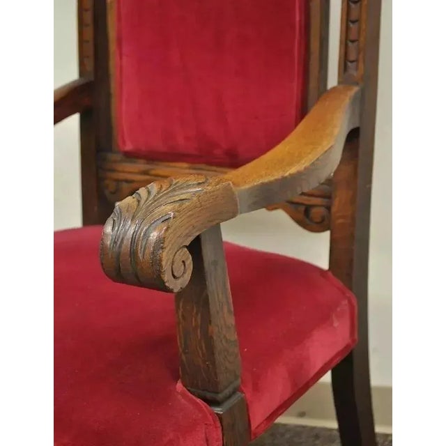 Early 20th Century Antique Renaissance Revival Figural Lion Carved Oak Dining Chairs - Set of 4 For Sale In Philadelphia - Image 6 of 11