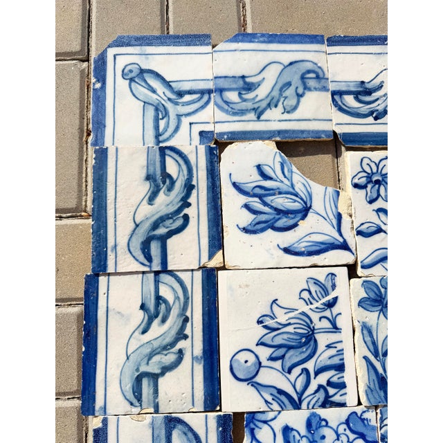 Baroque 18th Century Portuguese Baroque Blue & White Flower Basket Tile Panel For Sale - Image 3 of 14