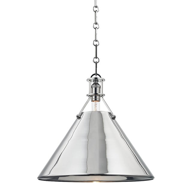 Hudson Valley Lighting Mark D. Sikes Metal No.2 1-Light Large Pendant, Polished Nickel For Sale