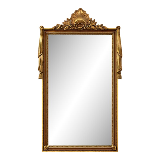 Louis XVI Style Giltwood Wall Mirror With Crest For Sale