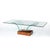Wood Mid-Century Modernage Curved Glass Cocktail Table W/ Rectilinear Walnut Base For Sale - Image 7 of 14