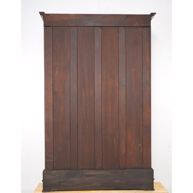 Late 20th Century Traditional Walnut Glass Front Double Door Bookcase Cabinet For Sale - Image 15 of 16