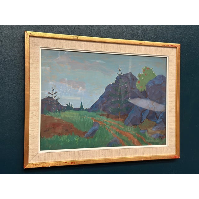 Willy Lindeberg, Landscape, 1950s, Gouache, Framed For Sale - Image 8 of 10