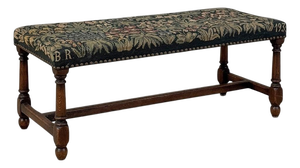 Antique Renaissance Revival Floral Needlepoint Tapestry Bench